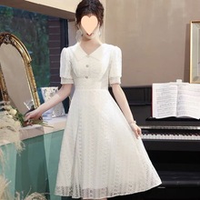 2024新款夏装气质法白色洋装轻奢小众高端大气时尚减齢短袖连衣裙