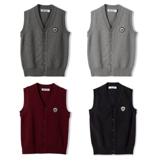 2022 Autumn and Winter Children's Cardigan Vest Cotton Commuter Wear British College Uniform Class Clothes Children's Wear Knitted Vest