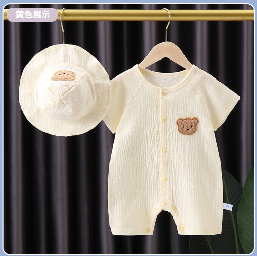 Baby clothes medical gauze Category A cotton onesie summer short-sleeve crawling suit newborn monk suit baby half-sleeve