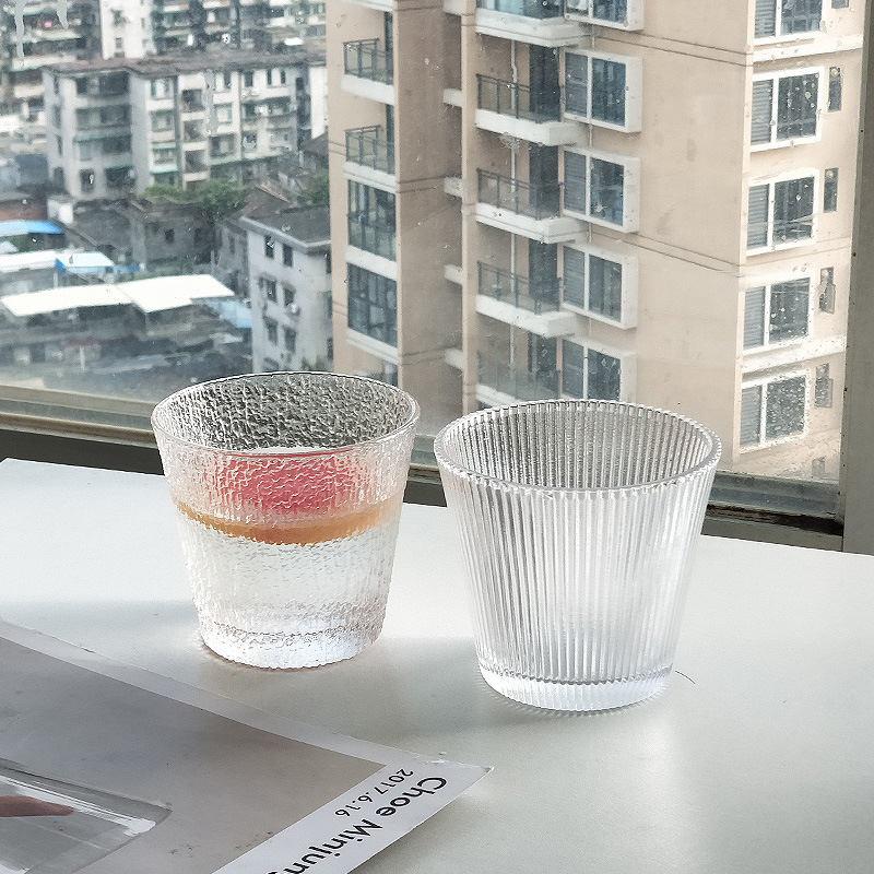 ins冰川豎紋喝水杯家用酒杯茶杯日式創意玻璃杯