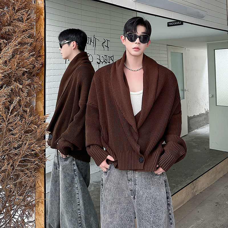 Niche Designer Minimalist Old Money Style Large Lapel Buttoned Knit Sweater Coat in Four Colors 3701 5155 Niche Designer Minimalist Old Money Style Large Lapel Buttoned Knit Sweater Coat in Four Colors 3701 5155