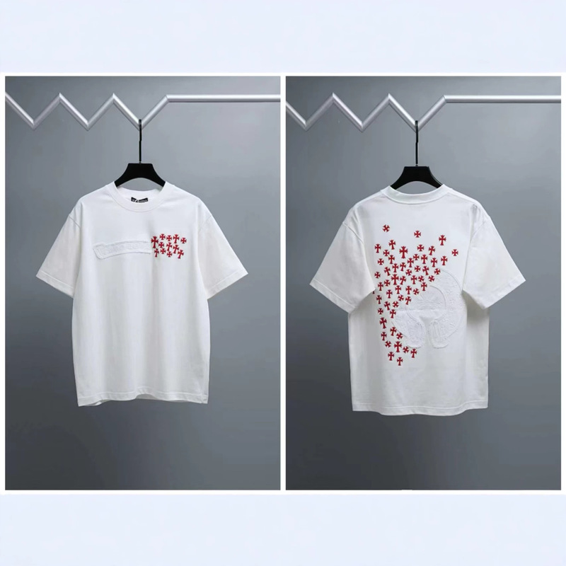 Cross-Border Ch Cro Correct Version 2026 Summer Hot Item Cross Patch Embroidery Short-Sleeve T-Shirt Dropshipping