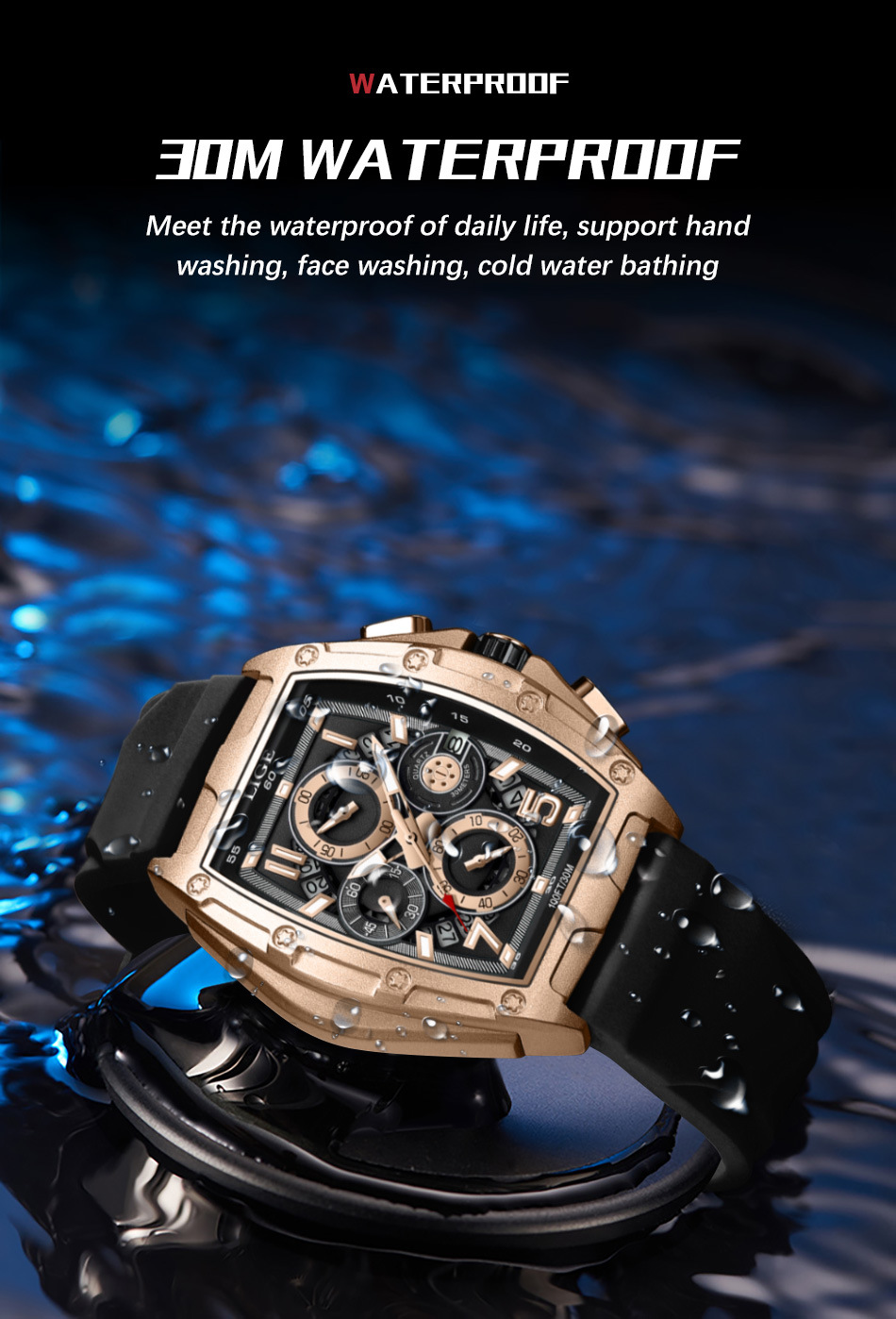 2023 New Hot Selling Watch Men's Multi Functional Waterproof Calendar Watch Sports Wine Bucket Curved Mirror Hollow Out Watch_voghion.com