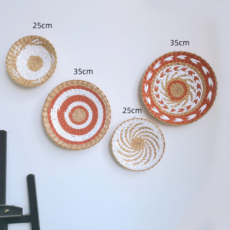 Viento nacional transfronterizo marioneta artesanal tejido pared decoración de pared Bohemia tejido de paja decoración de pared de fondo vivienda decoración de pared colgante