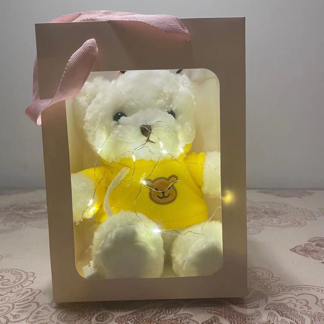 Flash Oso de Peluche de peluche de juguete con luz Oso muñeca caja de regalo muñeca de trapo oso muñeca regalo para niñas regalo de cumpleaños
