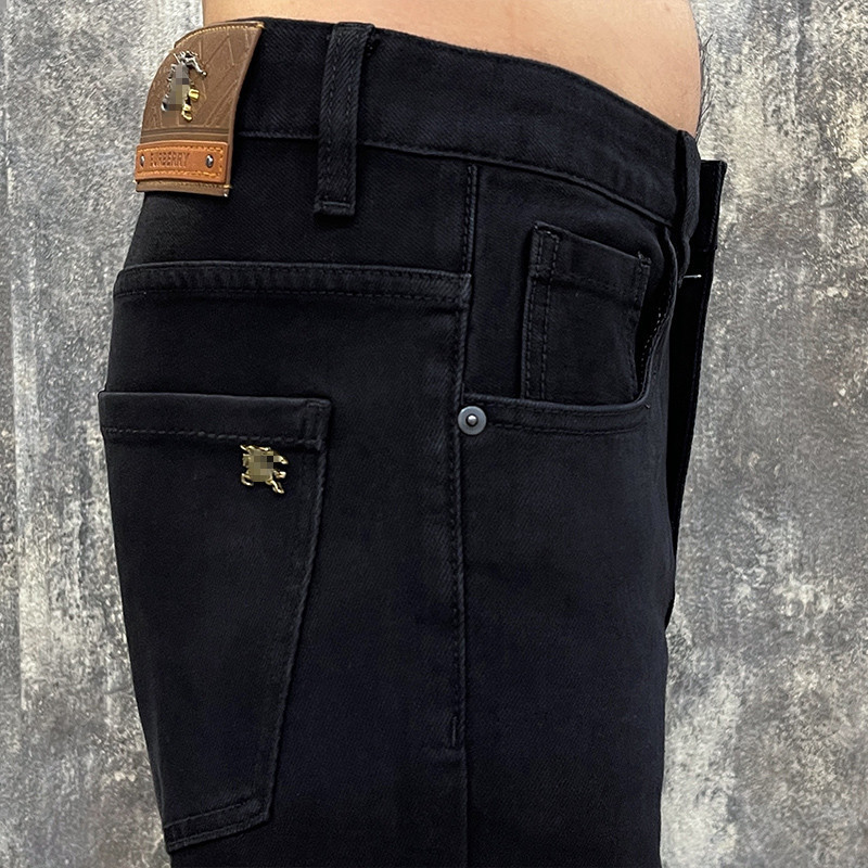 Guangzhou Xintang Jeans Men's Korean Stretch Foot High Cross-border European Goods Black B Pants for Young Students