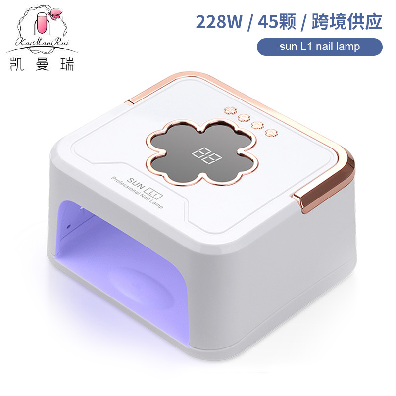 Lámpara de uñas inteligente cuadrada de 228W de alta potencia, lámpara de fototerapia de gel para uñas con temporizador de cuatro niveles, lámpara de curado de cuatro hojas de trébol, Amazon