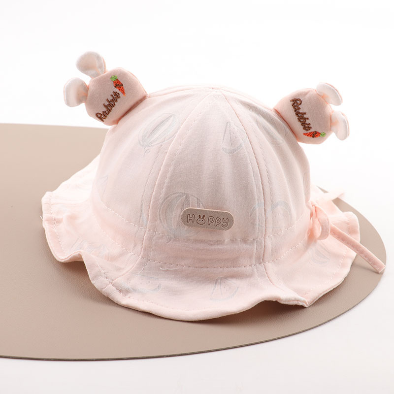 Sombrero para bebés primavera y otoño delgado lindo pequeño mes sombrero de sombrero de algodón para bebés pequeños sombrero de pescador respirado