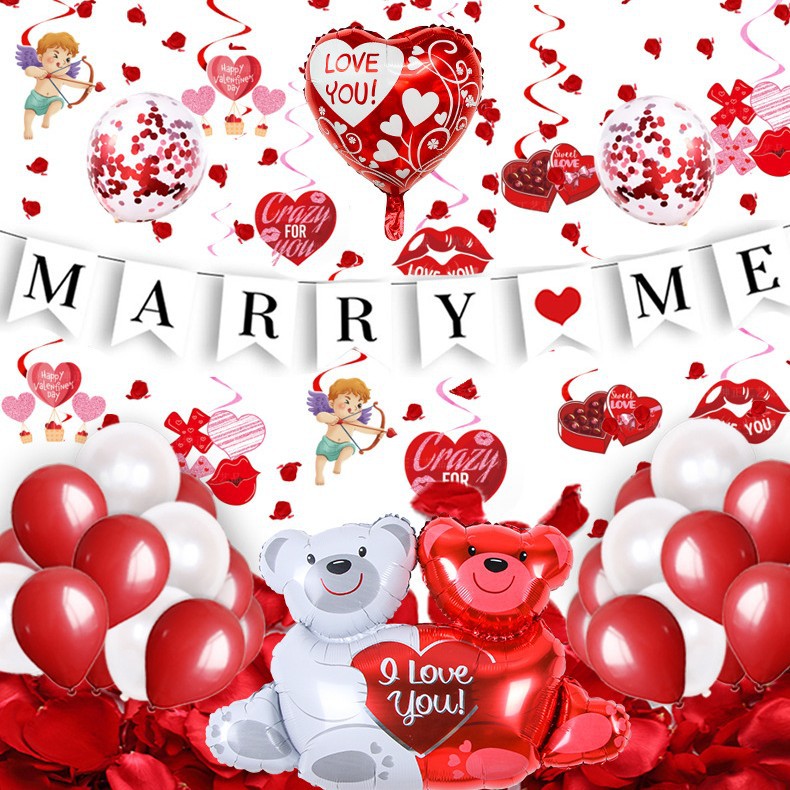 Globo de fábrica de globo de San Valentín al por mayor Día de San Valentín fiesta decoración tire bandera globo diseño traje globo