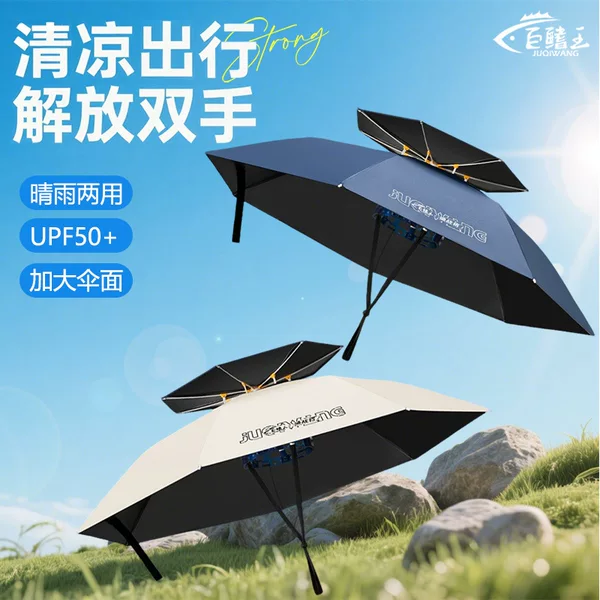 Umbrella Hat Double-Layer Head-Mounted Umbrella Hat Headband Hat Umbrella Sunshade Sun Protection Foldable Outdoor Large Fishing Umbrella