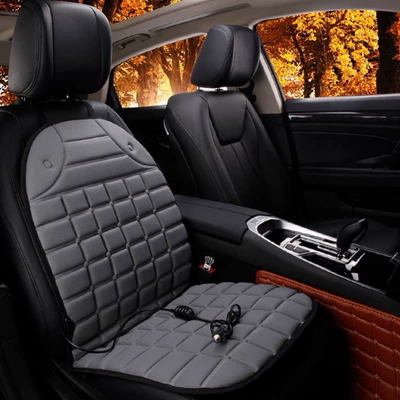 Winter Car Heated Seat Cushion Comfortable 12V Universal Car Seat Heating Pad Backrest Heating Seat Cover Warm Pad (Seat cushion, seat cover) - checkered-gray