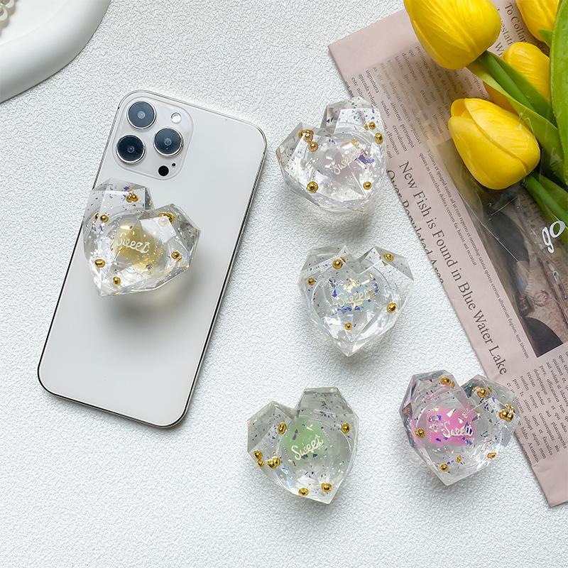 Telefoonhouder met glitterletter en uitklapbare standaard_voghion.com