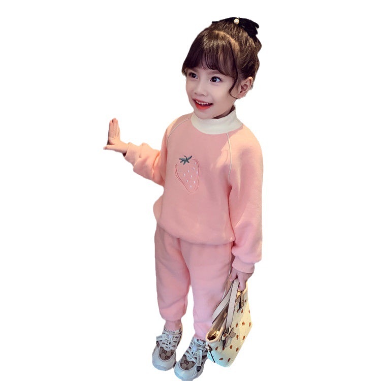 Fete de iarnă toamnă/iarnă plush îngroșat nou 2-5-7 ani la modă fetiță pulover din două piese set_voghion.com