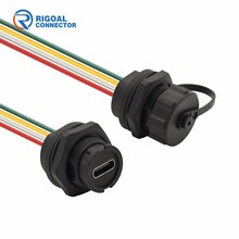 防水 USB 3.0 Type-C 面板安装插座公头对公头双头连接器带线缆