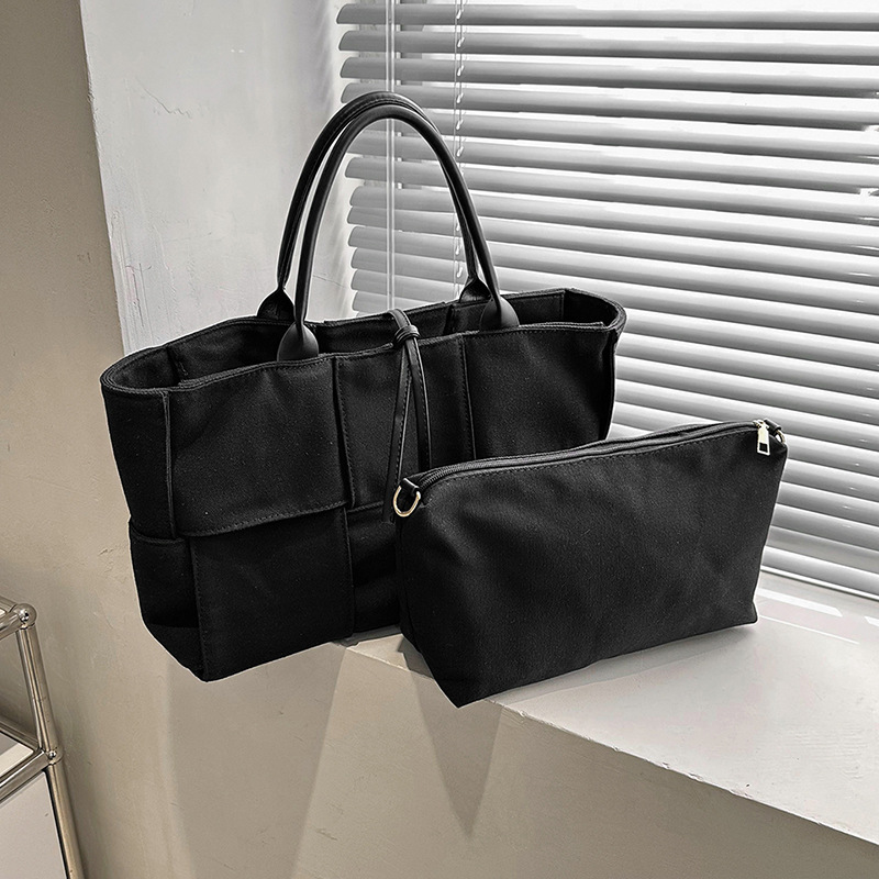 Bolso tejido de la lona de las mujeres 2023 nueva moda europea y americana 2-piece set bolso de mano de alta calidad del hombro