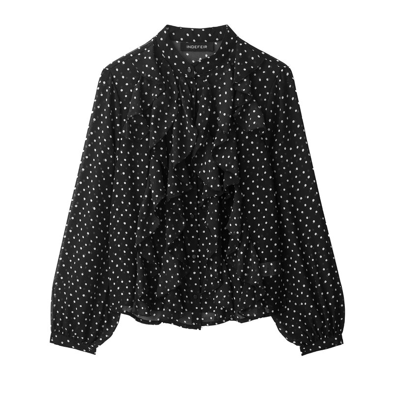 European and American Export Wholesale 2025 Summer New Women's Fashion Versatile Layered Decorative Polka Dot Shirt Y13-2246