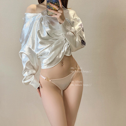 MsA silky thin belt white Japanese ice silk milk silk sexy underwear women's sexy triangle low waist summer