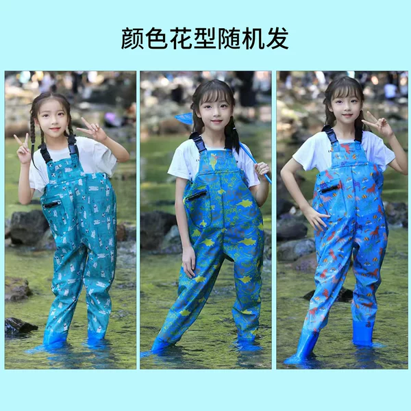 Children's Sea Equipment One-Piece Waders Kindergarten Play Sand Clothes Wading Rain Pants Rain Boots All-In-One Outdoor