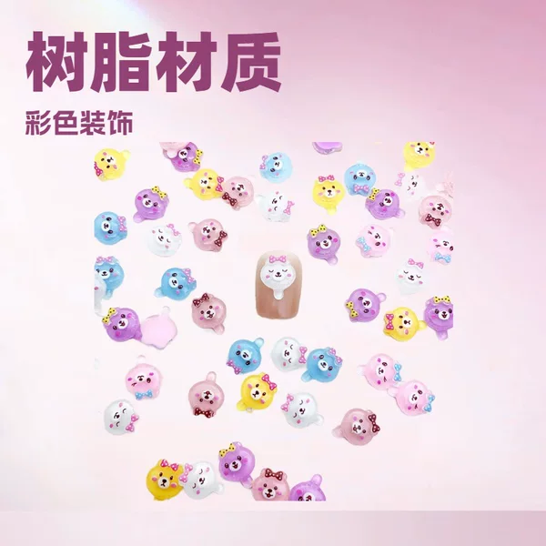Lollipop Decorations, Colorful Cartoon Bear Mirror, DIY Iridescent Candy Nails with Crystal Resin Manicure