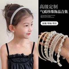 フランスのレトロな真珠のカチューシャの子供の高級感の気質のカチューシャの女の子の王女のカチューシャの森系の髪飾りの卸売り