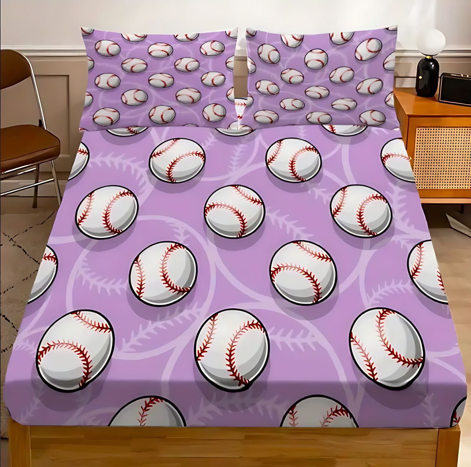 TEMU / JIT textiles caseros transfronterizos de moda tema de béisbol de alta definición impresión digital cama de cama de cama
