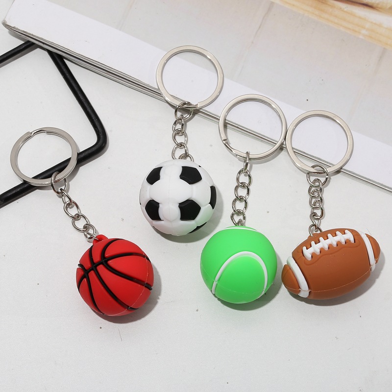 新款迷你蓝球足球钥匙扣仿真体育用品钥匙链活动小礼品现货批发