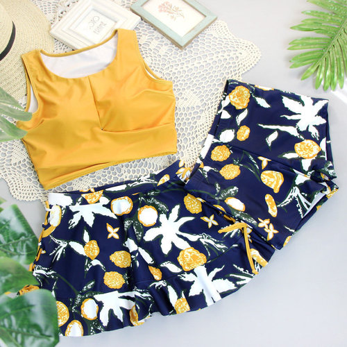  new split women's Korean version ins style swimsuit women's three-piece slimming big and small breast push-up belly cover swimsuit