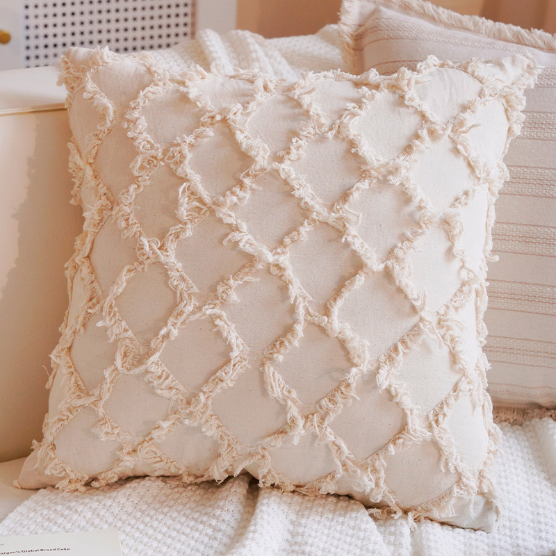 Sofá de estilo de crema de estilo nórdico lujoso cama ventana flotante sofá almohada cojín almohada image 25