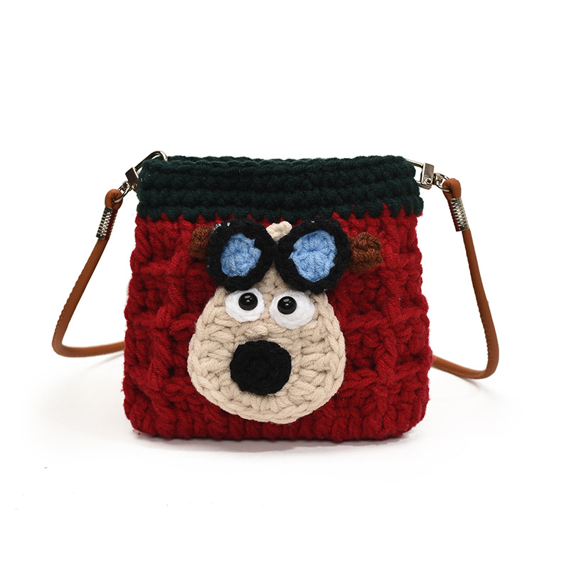Bolsa de hombro de dibujos animados para niños y niñas, productos acabados de gancho tejido a mano, lindos cachorros, mochila de bebé 2025 nueva bolsa para niños