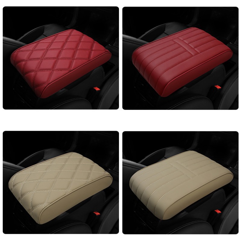 Auto supplies wholesale thickened memory cotton nappa leather grid stripe simple car interior armrest box mat
