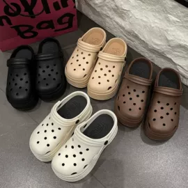 厚底拖鞋;平底拖鞋;女士洞洞鞋