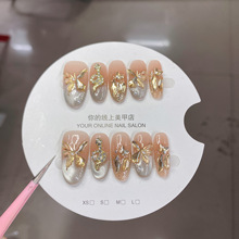 【金蛇来财】新年爆款纯手工穿戴甲高级法式猫眼蝴蝶美甲贴可拆卸