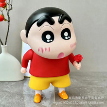 玫瑰花蜡笔小新摆件超大号1比1手办电视柜桌面家居装饰品潮玩模型