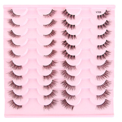 歐美跨境新品20對假睫毛半截透明梗混合裝眼尾拉長自然濃密眼睫毛