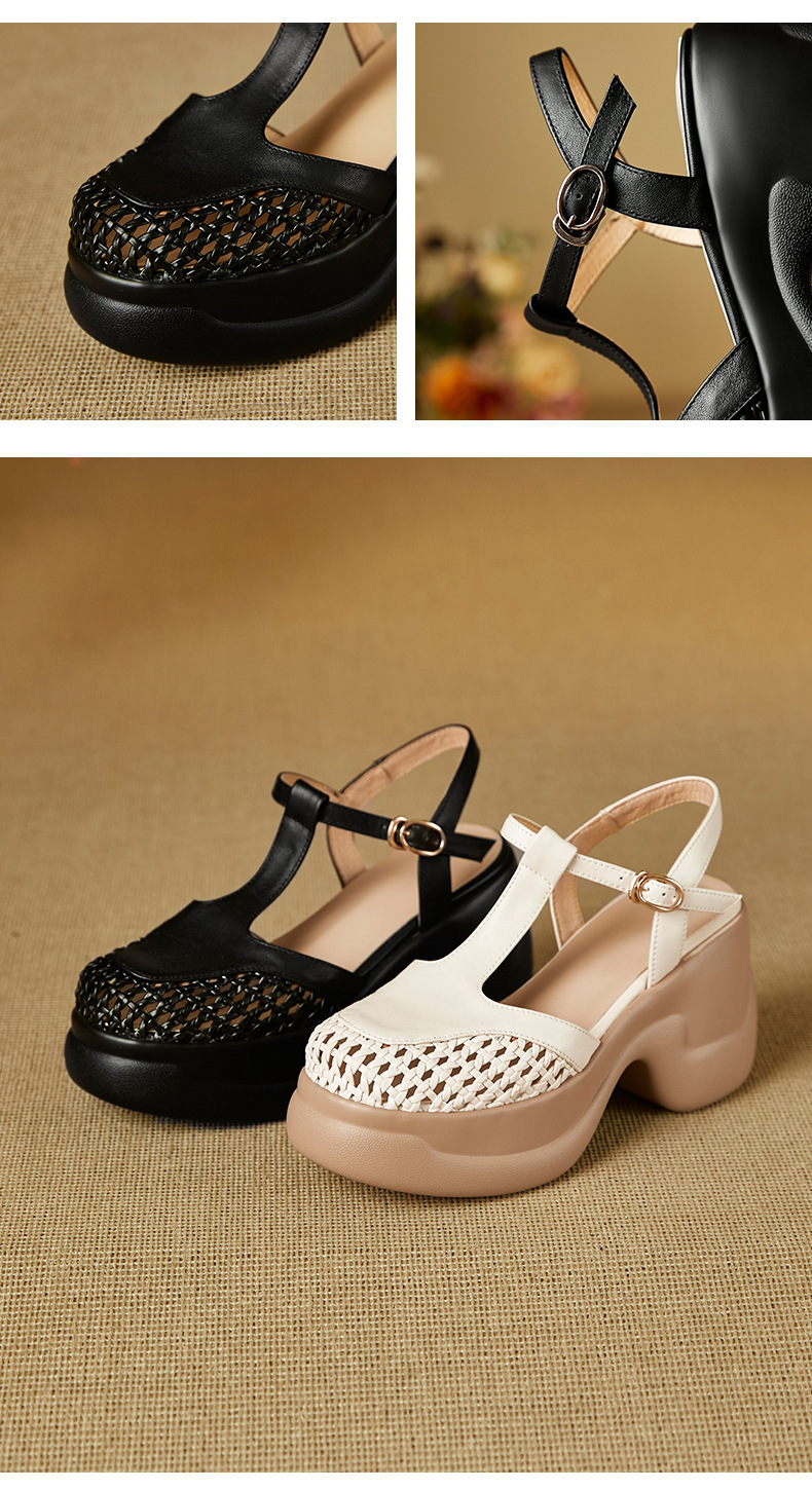 Sandal nữ quai chữ T đế xốp dày phong cách La Mã — đen chi tiết 9
