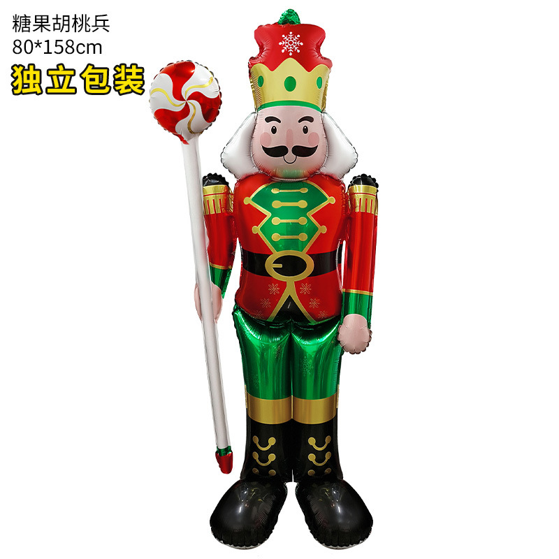 Globo de Navidad 4D de gran tamaño (Santa, trineo, renos), con base tridimensional para pie, decoración para árbol de Navidad