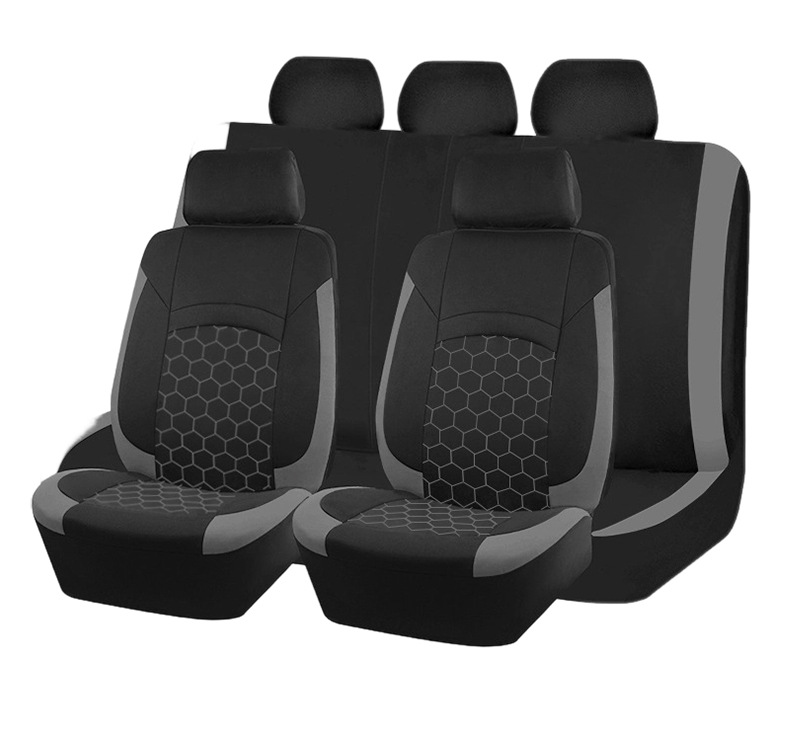 New Hexagonal Honeycomb Car Seat Cushion, Soft and Wear-Resistant, Full-Coverage Seat Cover, Black and Red, Black and Beige Dual-Color Car Seat Cushion