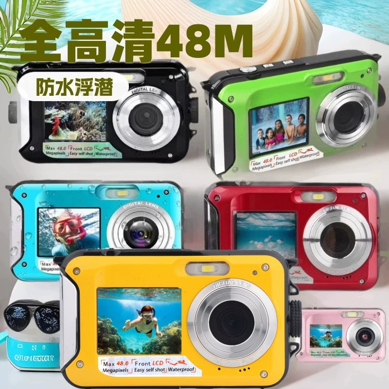 Англоязычная версия подводной камера Full HD 2.7K 48MP, водонепроницаемая для снорклинга с двойным экраном, цифровая камера B368