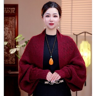 New Wool Blended Knitted Shawl Scarf Dual-use Autumn and Winter New Solid Color Loose All-match Outer Cape Cardigan