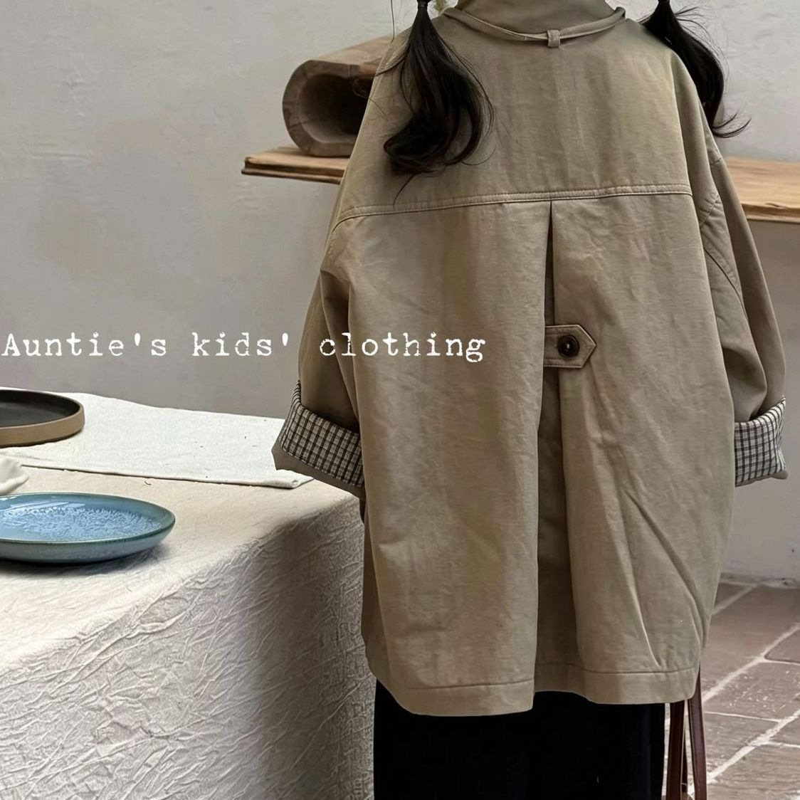 Girls' mid-length trench coat, new autumn and winter fashion, stylish Korean style, loose-fitting jacket for little girls, Korean version coat