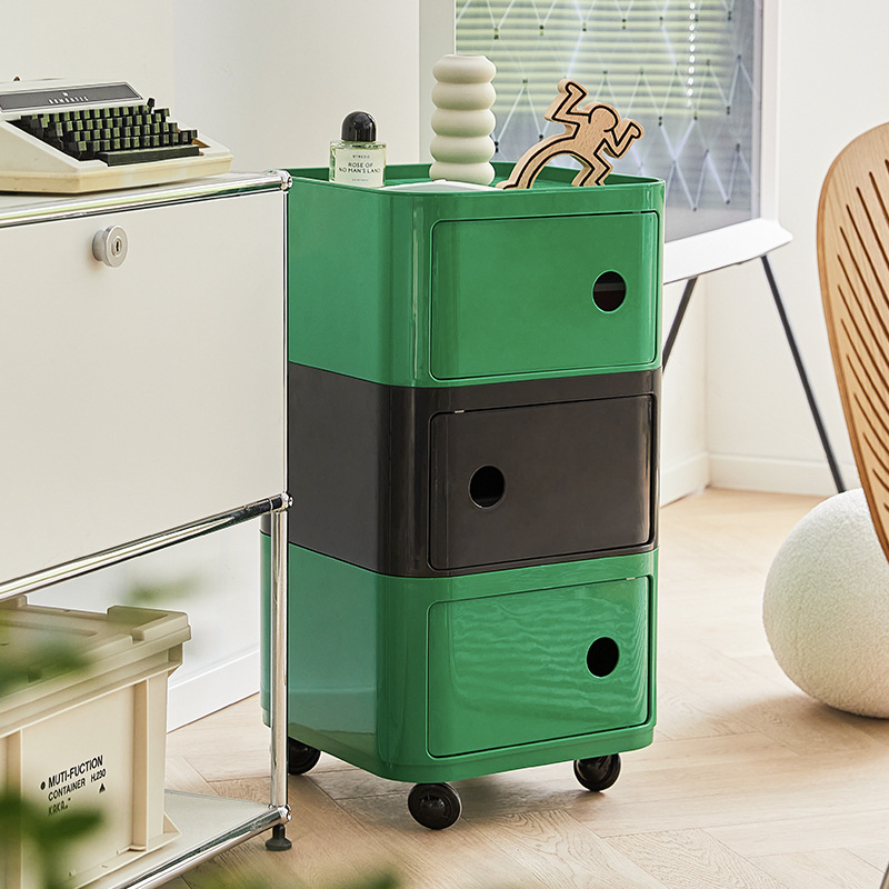 Nordic Light Luxury Home Bedside Table Small Apartment Multi-layer Storage Cabinet Movable Wheeled Storage Cabinet