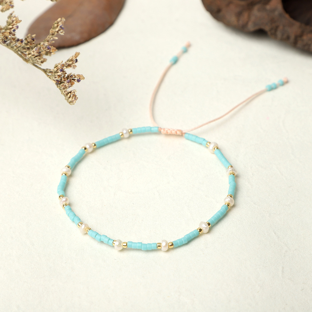 Daily Occasion Mixed materials Material Round Pattern 1 Piece Simple Style Round Mixed Materials Beaded Women's Bracelets