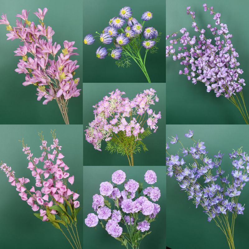 路引婚庆装饰吊顶舞台背景婚礼花艺花材仿真花绢花假花布置紫色系