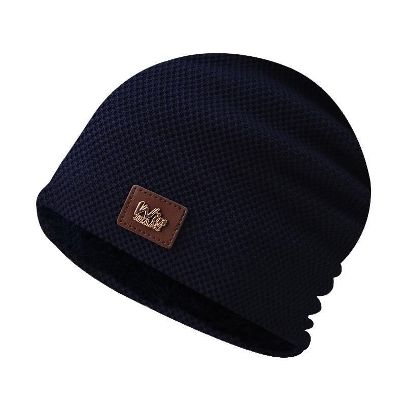 Invierno forrado de lana caliente Plaid de los hombres al aire libre sombrero bordado Jersey de punto de lana forrado de lana sombrero extra grande sombrero de invierno image 11