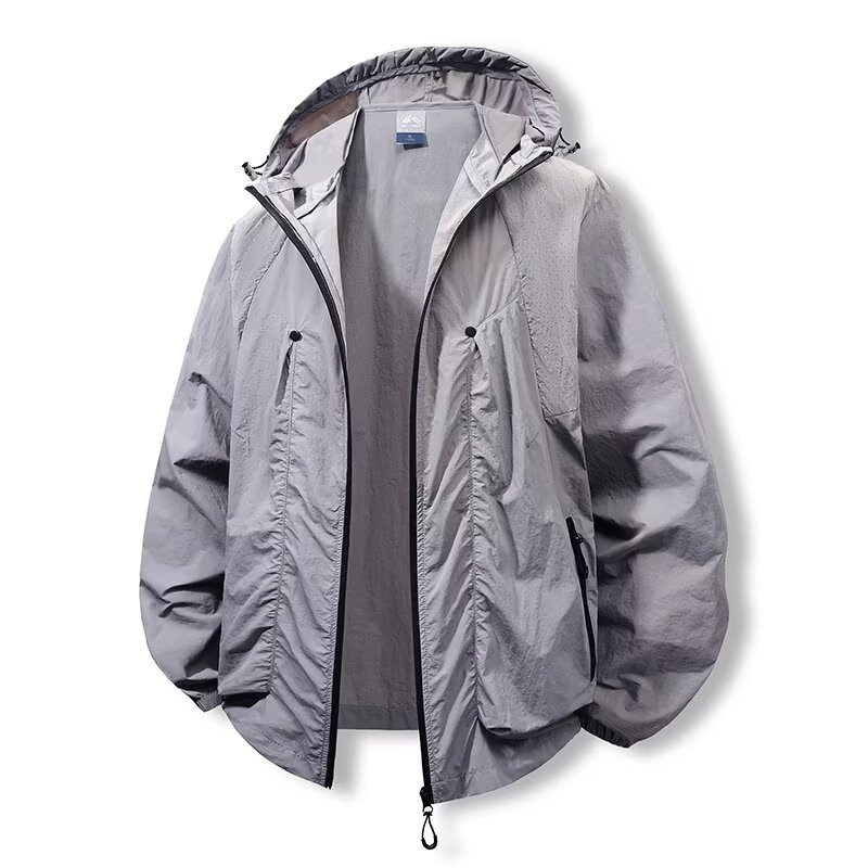 UPF50 hooded sun protection clothing skin clothing men's couple ultra-thin breathable outdoor fishing ice silk quick-drying summer