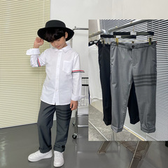 Children's Western Pants Boys Black Suit Pants Spring and Autumn Style Gray School Uniform Pants Girls Performance Solid Dark Gray Suit Pants