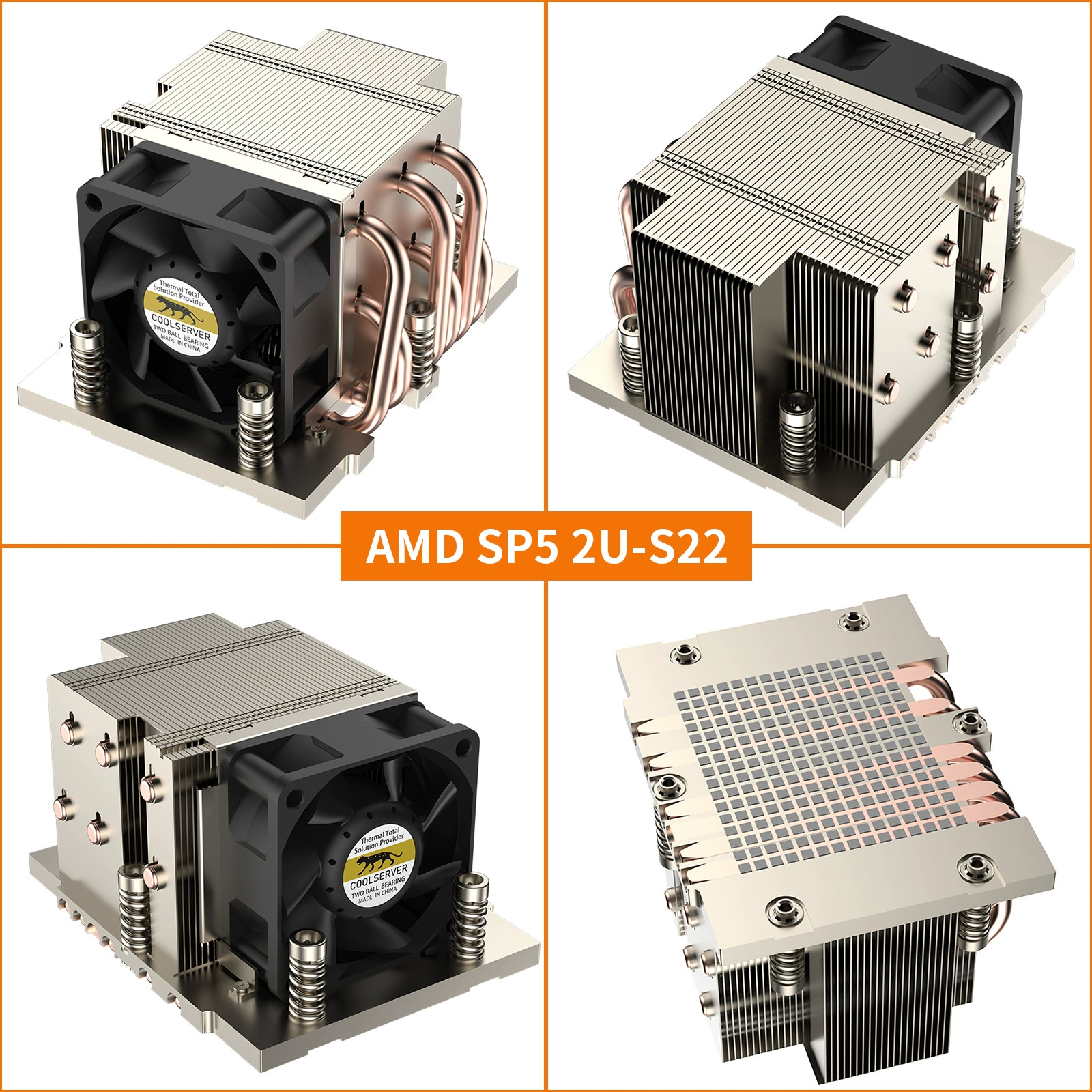 Радиатор сервера Bingju для процессоров AMD SP5 серии с PWM температурным контролем, 6 тепловых трубок с прямым контактом, большой воздухообмен для эффективного охлаждения, новый