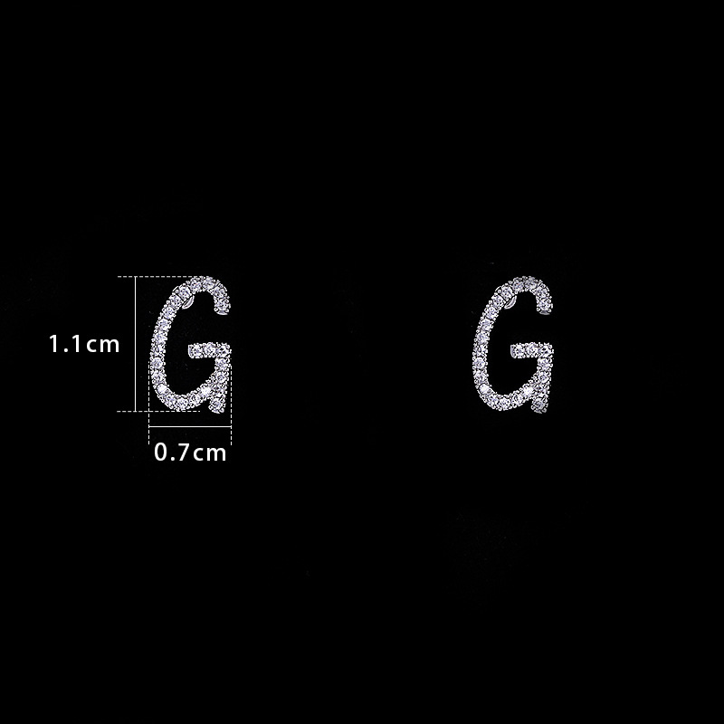 Simple Style Letter Copper Inlay Zircon Ear Studs 1 Piece