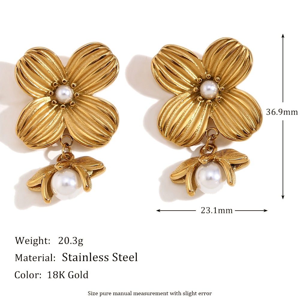 Vintage Flower Stainless Steel Earrings