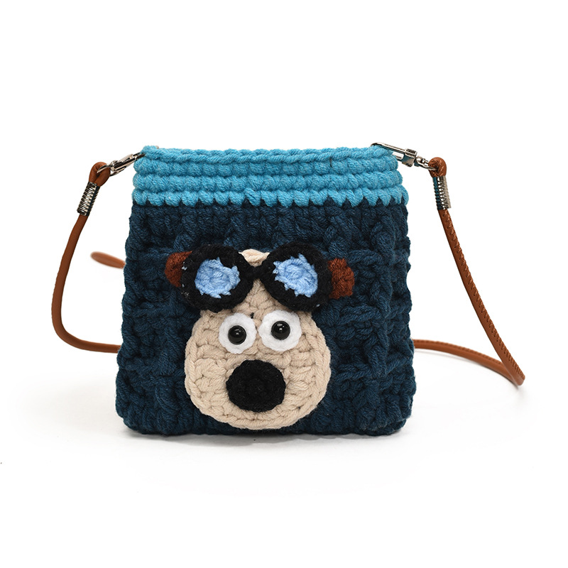 Bolsa de hombro de dibujos animados para niños y niñas, productos acabados de gancho tejido a mano, lindos cachorros, mochila de bebé 2025 nueva bolsa para niños